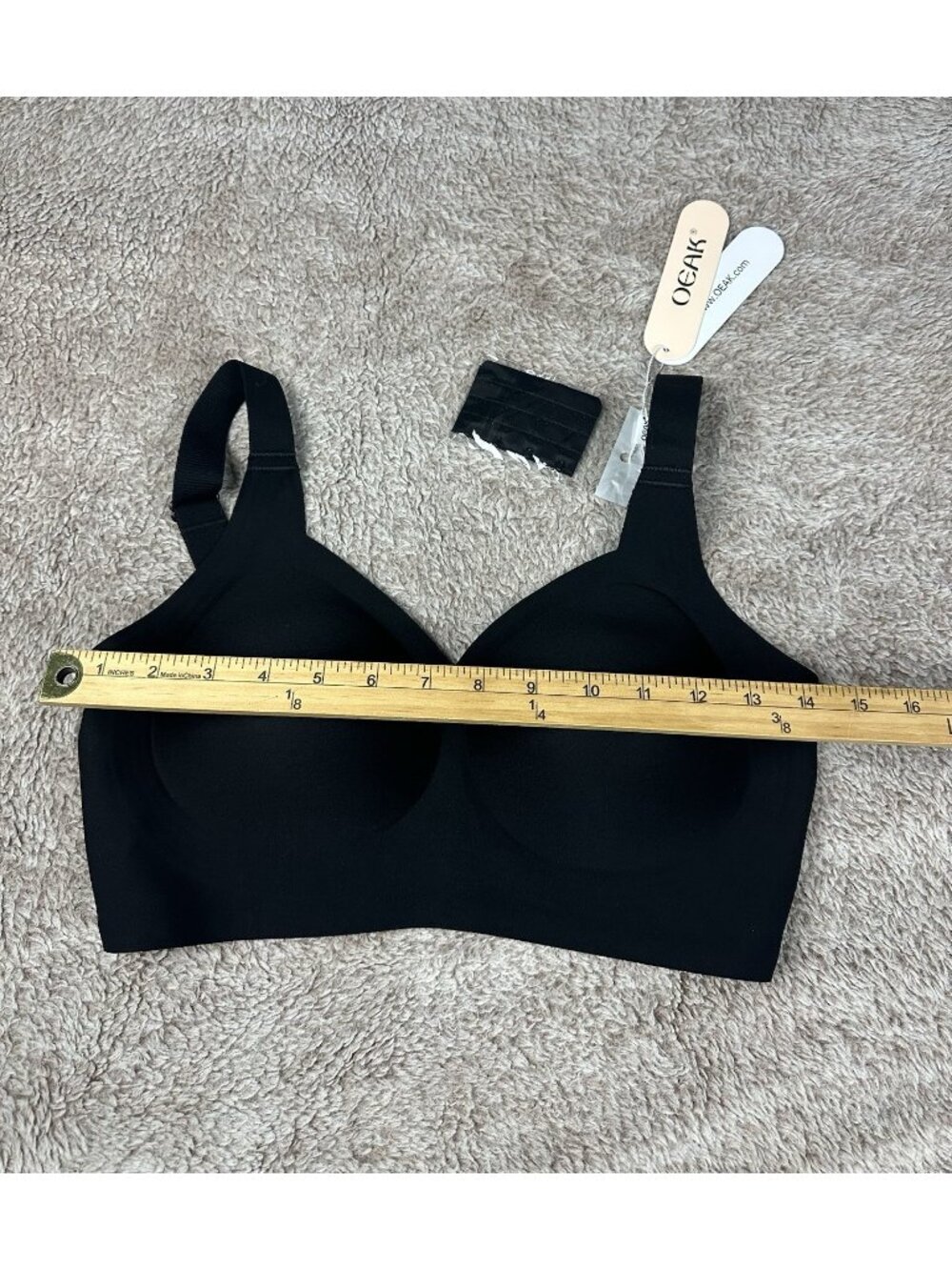 OEAK Womens Wireless Jelly Comfort Bra Black M Padded Seamless Adjustable Strap - Picture 6 of 10